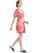 WDR2386 Women's Airy Short Sleeve Kimono Style Deep V Neck Tie dye Dress