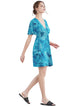 WDR2386 Women's Airy Short Sleeve Kimono Style Deep V Neck Tie dye Dress