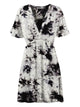 WDR2386 Women's Airy Short Sleeve Kimono Style Deep V Neck Tie dye Dress