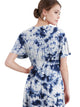 WDR2386 Women's Airy Short Sleeve Kimono Style Deep V Neck Tie dye Dress