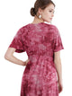 WDR2386 Women's Airy Short Sleeve Kimono Style Deep V Neck Tie dye Dress