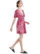 WDR2386 Women's Airy Short Sleeve Kimono Style Deep V Neck Tie dye Dress