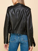 WJC1849  Women's Asymmetrical Faux Leather Belted Moto Jacket