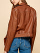 WJC1849  Women's Asymmetrical Faux Leather Belted Moto Jacket
