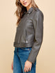 WJC1849  Women's Asymmetrical Faux Leather Belted Moto Jacket