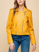 WJC1849  Women's Asymmetrical Faux Leather Belted Moto Jacket