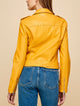 WJC1849  Women's Asymmetrical Faux Leather Belted Moto Jacket