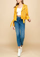 WJC1849  Women's Asymmetrical Faux Leather Belted Moto Jacket