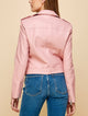 WJC1849  Women's Asymmetrical Faux Leather Belted Moto Jacket