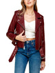 WJC1849  Women's Asymmetrical Faux Leather Belted Moto Jacket