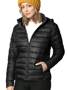 WJC2144 Women's Ultra Light Weight Packable Down Jacket with Removable Hoodie