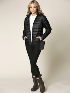 WJC2144 Women's Ultra Light Weight Packable Down Jacket with Removable Hoodie