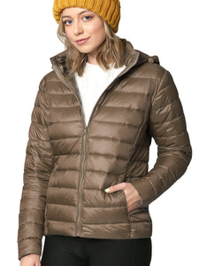 WJC2144 Women's Ultra Light Weight Packable Down Jacket with Removable Hoodie