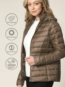 WJC2144 Women's Ultra Light Weight Packable Down Jacket with Removable Hoodie