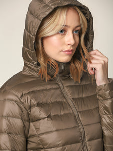 WJC2144 Women's Ultra Light Weight Packable Down Jacket with Removable Hoodie