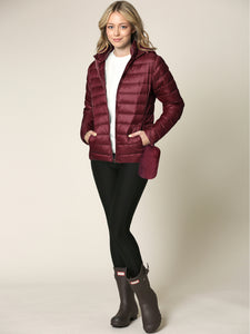 WJC2144 Women's Ultra Light Weight Packable Down Jacket with Removable Hoodie