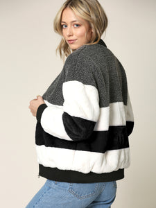 WJC2154 Women's Soft Long Sleeve Zip-up Faux Minx Fur Fleece Winter Jacket
