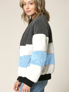 WJC2154 Women's Soft Long Sleeve Zip-up Faux Minx Fur Fleece Winter Jacket