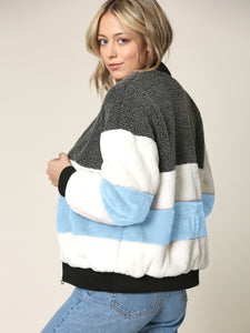 WJC2154 Women's Soft Long Sleeve Zip-up Faux Minx Fur Fleece Winter Jacket