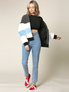 WJC2154 Women's Soft Long Sleeve Zip-up Faux Minx Fur Fleece Winter Jacket
