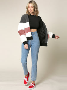 WJC2154 Women's Soft Long Sleeve Zip-up Faux Minx Fur Fleece Winter Jacket
