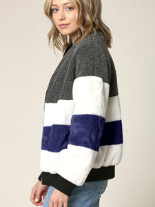 WJC2154 Women's Soft Long Sleeve Zip-up Faux Minx Fur Fleece Winter Jacket