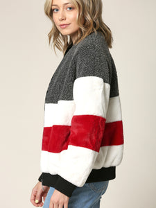 WJC2154 Women's Soft Long Sleeve Zip-up Faux Minx Fur Fleece Winter Jacket