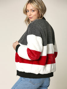 WJC2154 Women's Soft Long Sleeve Zip-up Faux Minx Fur Fleece Winter Jacket