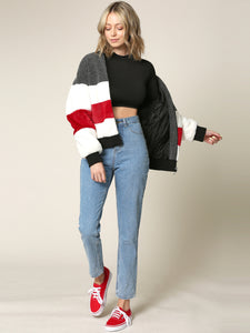 WJC2154 Women's Soft Long Sleeve Zip-up Faux Minx Fur Fleece Winter Jacket