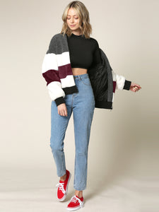 WJC2154 Women's Soft Long Sleeve Zip-up Faux Minx Fur Fleece Winter Jacket