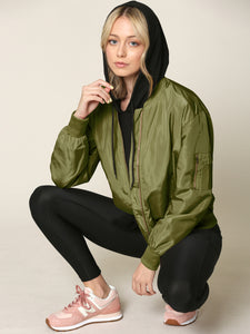 WJC2157 Women's Classic Lightweight Jacket Multi Pocket Windbreaker Bomber Jacket