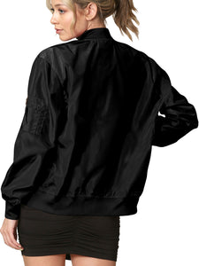 WJC2157 Women's Classic Lightweight Jacket Multi Pocket Windbreaker Bomber Jacket
