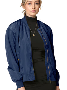 WJC2157 Women's Classic Lightweight Jacket Multi Pocket Windbreaker Bomber Jacket