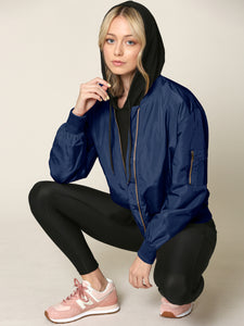 WJC2157 Women's Classic Lightweight Jacket Multi Pocket Windbreaker Bomber Jacket