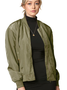 WJC2157 Women's Classic Lightweight Jacket Multi Pocket Windbreaker Bomber Jacket