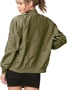WJC2157 Women's Classic Lightweight Jacket Multi Pocket Windbreaker Bomber Jacket