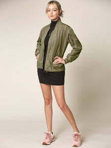 WJC2157 Women's Classic Lightweight Jacket Multi Pocket Windbreaker Bomber Jacket