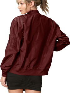 WJC2157 Women's Classic Lightweight Jacket Multi Pocket Windbreaker Bomber Jacket