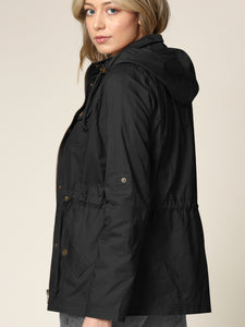WJC643 Women's Casual Military Safari Anorak Jacket with Hoodie