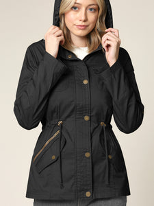 WJC643 Women's Casual Military Safari Anorak Jacket with Hoodie
