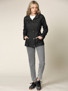 WJC643 Women's Casual Military Safari Anorak Jacket with Hoodie