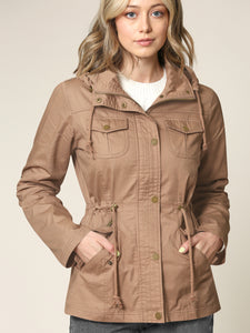 WJC643 Women's Casual Military Safari Anorak Jacket with Hoodie