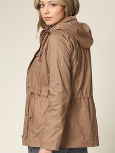 WJC643 Women's Casual Military Safari Anorak Jacket with Hoodie