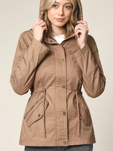 WJC643 Women's Casual Military Safari Anorak Jacket with Hoodie