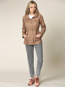 WJC643 Women's Casual Military Safari Anorak Jacket with Hoodie