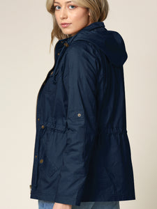 WJC643 Women's Casual Military Safari Anorak Jacket with Hoodie