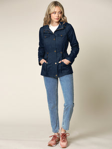 WJC643 Women's Casual Military Safari Anorak Jacket with Hoodie
