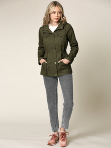 WJC643 Women's Casual Military Safari Anorak Jacket with Hoodie
