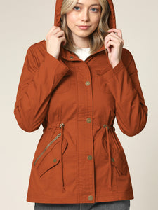 WJC643 Women's Casual Military Safari Anorak Jacket with Hoodie