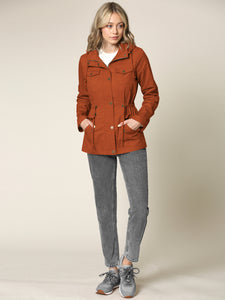 WJC643 Women's Casual Military Safari Anorak Jacket with Hoodie